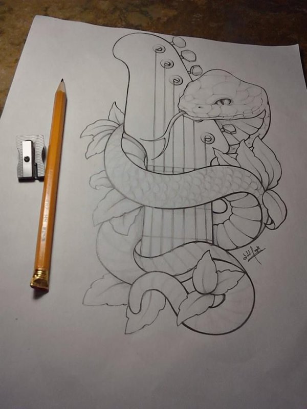 Рисунки в скетчбуке змеи