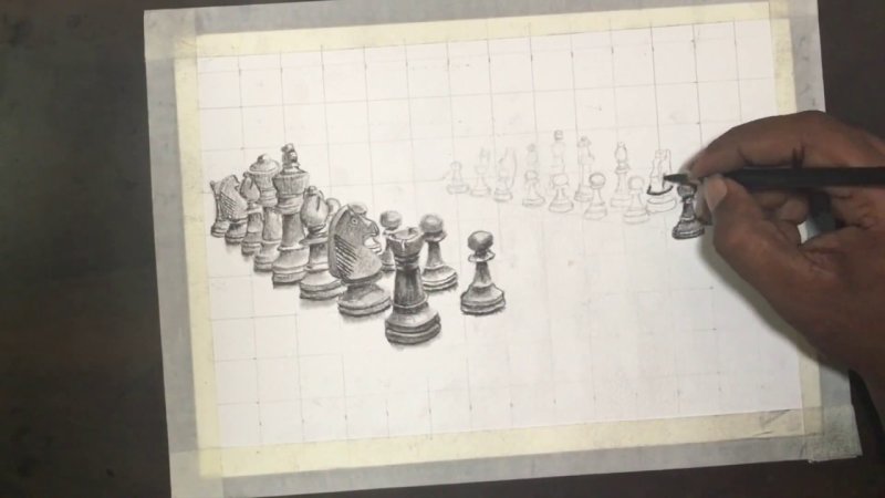 Шахматы рисунок карандашом