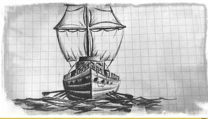 Парусник рисунок карандашом