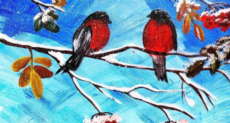 Зимние птицы легкие