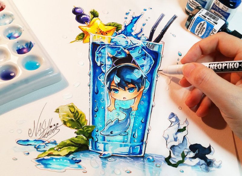 Идеи рисунков с водными маркерами