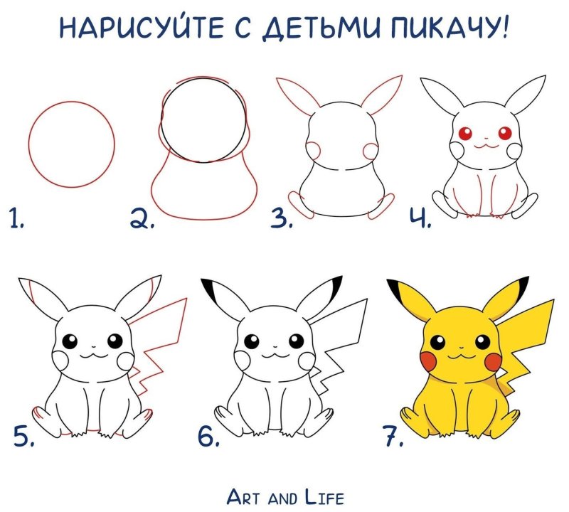 Рисунки для срисовки Пикачу
