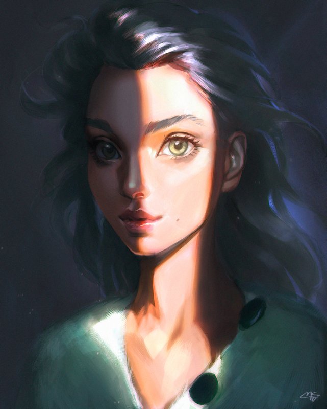 Темноволосая девушка арт