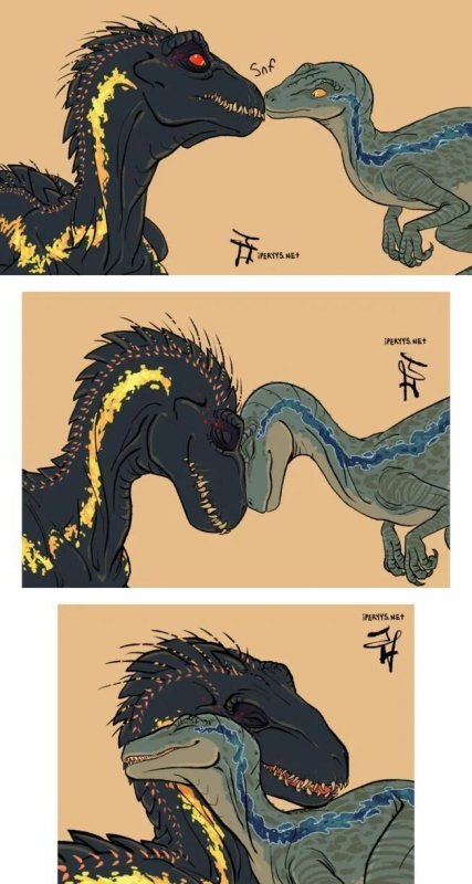 Индораптор и Блю комикс