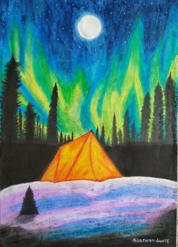 Правополушарное рисование Северное сияние