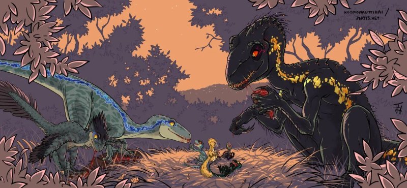 Шип индораптора и Блю