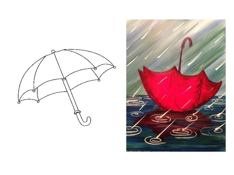 рисование зонтик