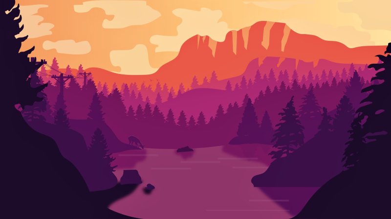 Firewatch лес река горы