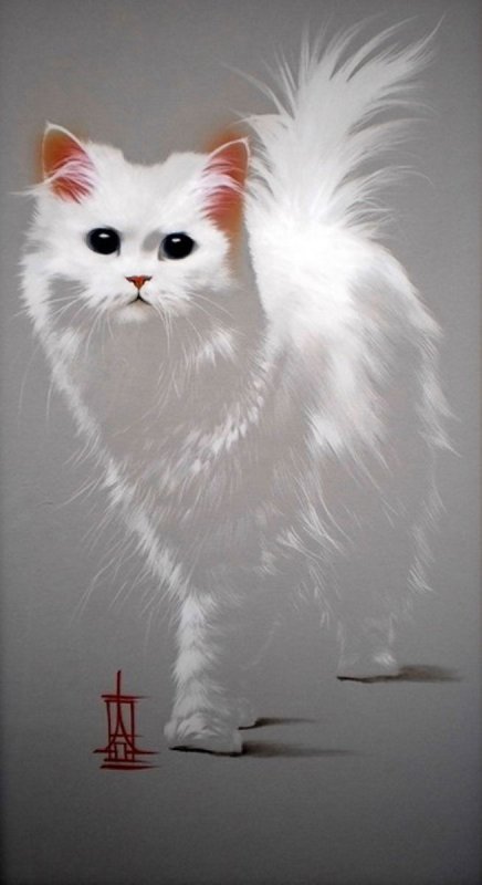 Белый котенок арт
