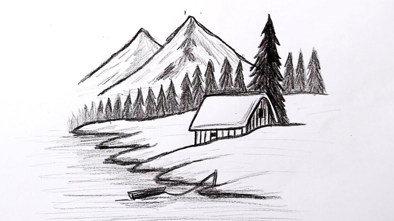 пейзаж карандашом