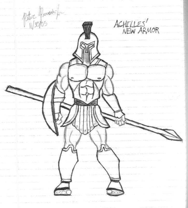 Ахиллес рисунок карандашом