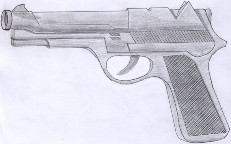 Пистолет рисунок карандашом