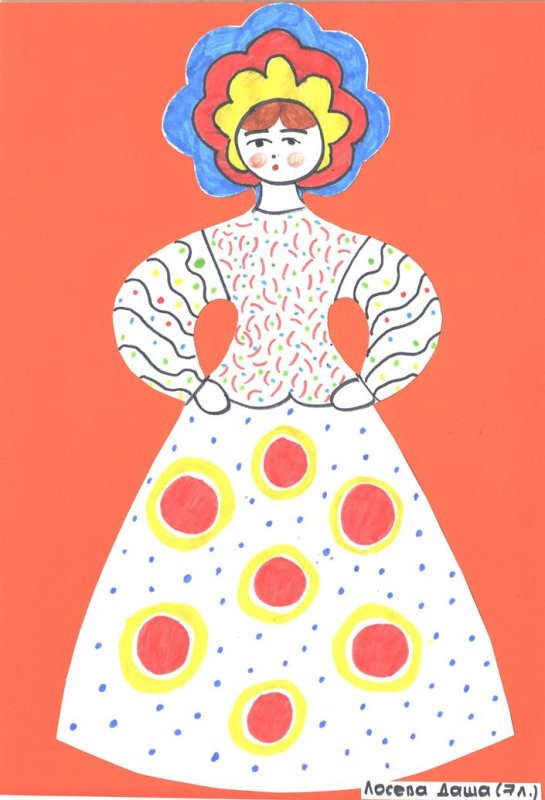 Роспись Дымковская барышня средняя группа