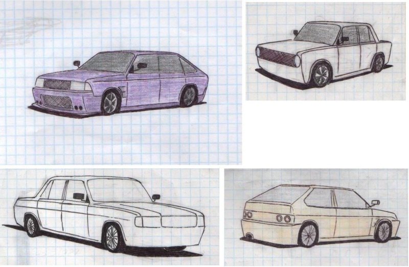 Рисунок машины карандашом