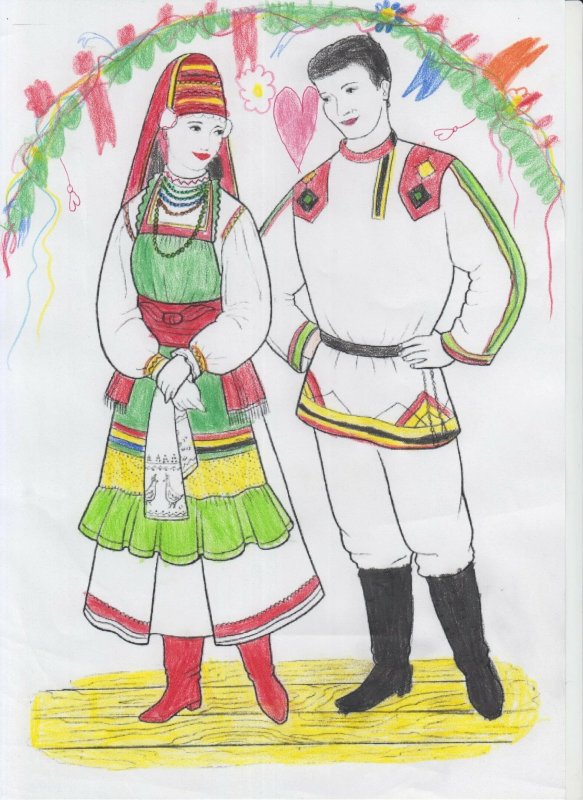 Мордовский костюм рисунок
