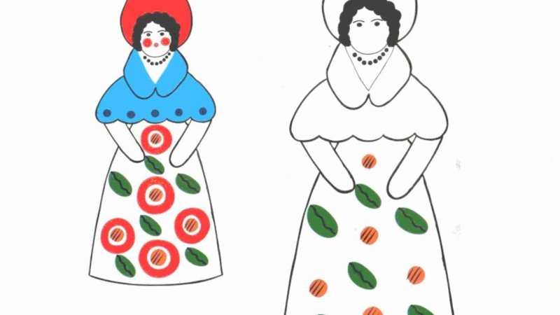 Дымковская игрушка Барыня для рисования