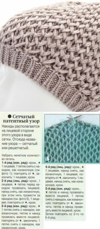 Красивые узоры спицами для шапок