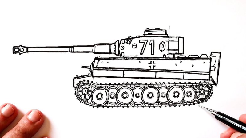 Танк тигр рисунок сбоку