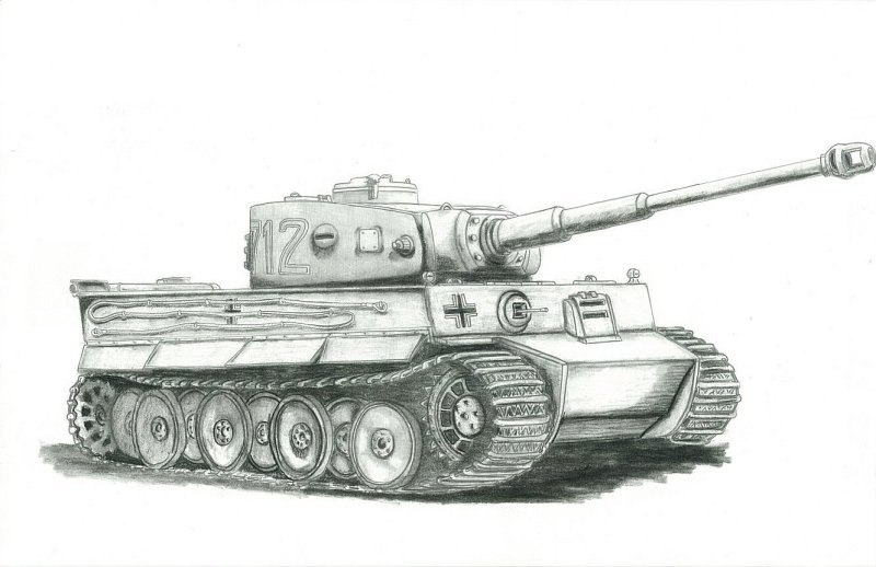 Нарисовать танк тигр 2