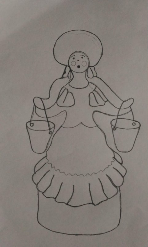 Раскраска Дымковская Барыня Водоноска