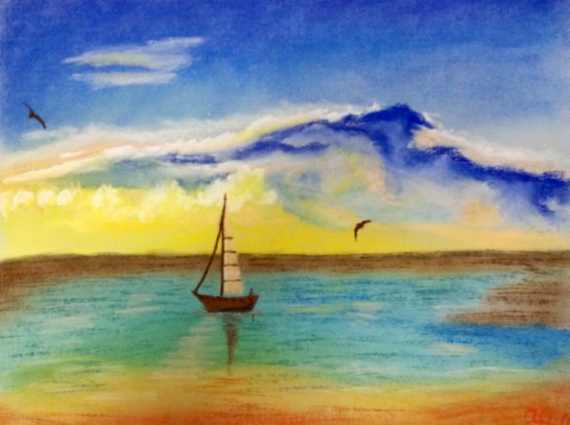 рисование морской пейзаж