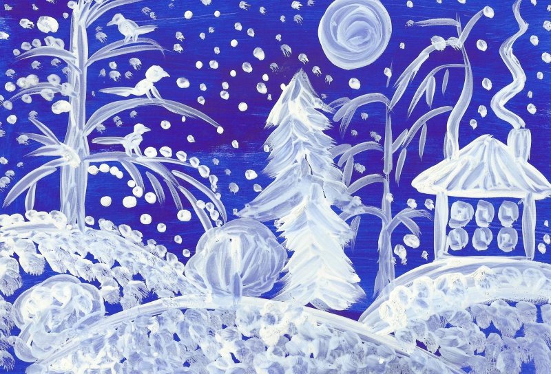 Рисование зимний пейзаж