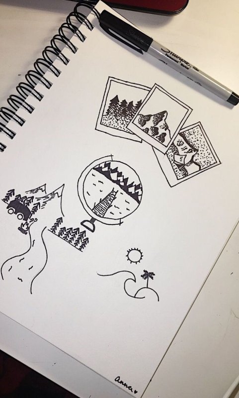 Рисунки в скетчбуке легкие