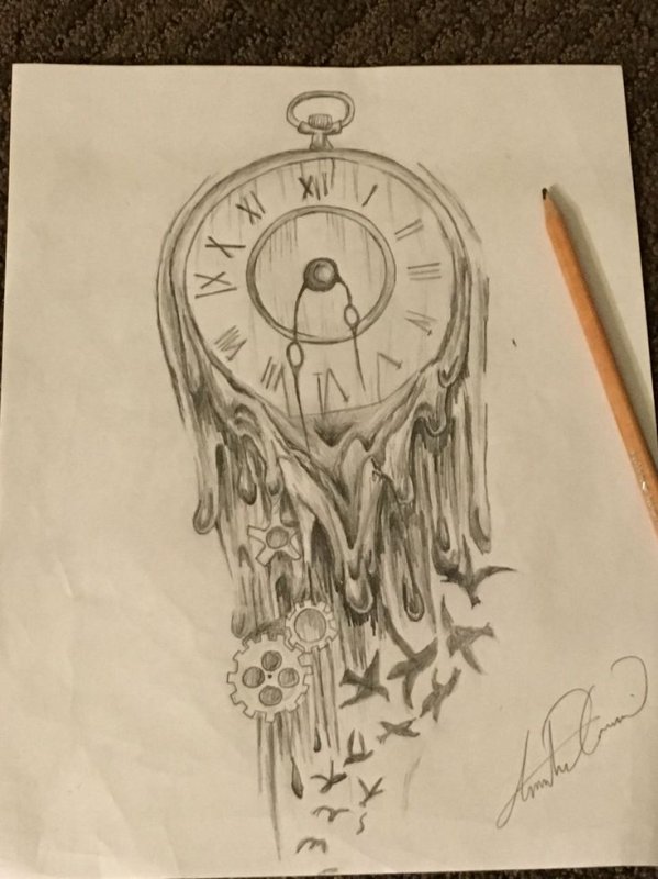 Необычные часы рисунок