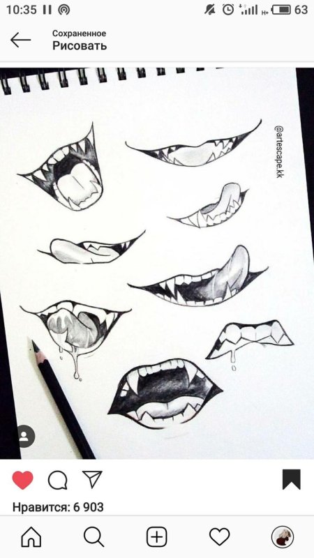 Рисунки для срисовки рот