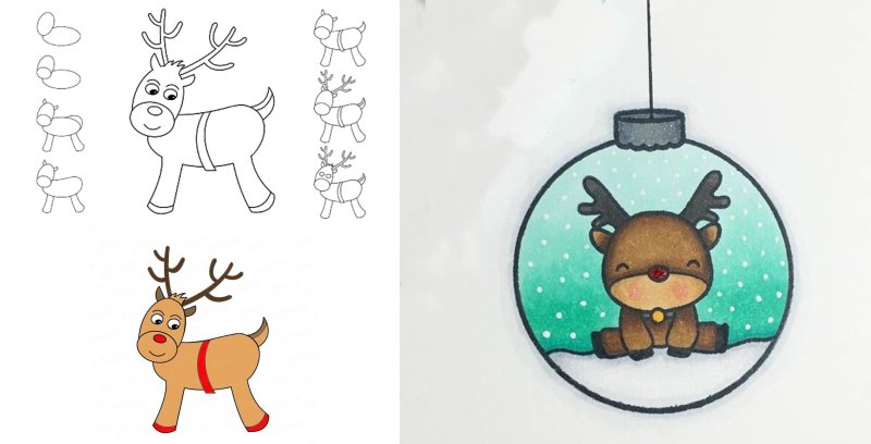 Новогодние рисунки для срисовки 2019