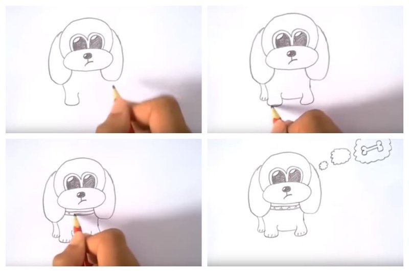 поэтапное рисование собаки