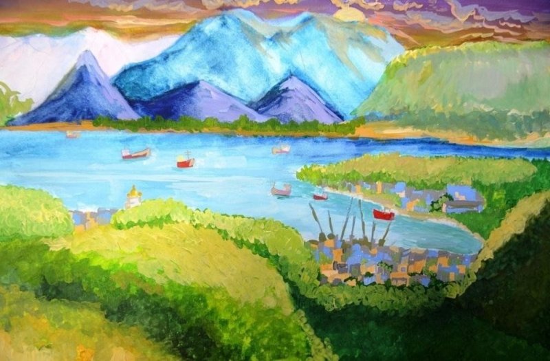 Пейзаж Краснодарского края рисунок