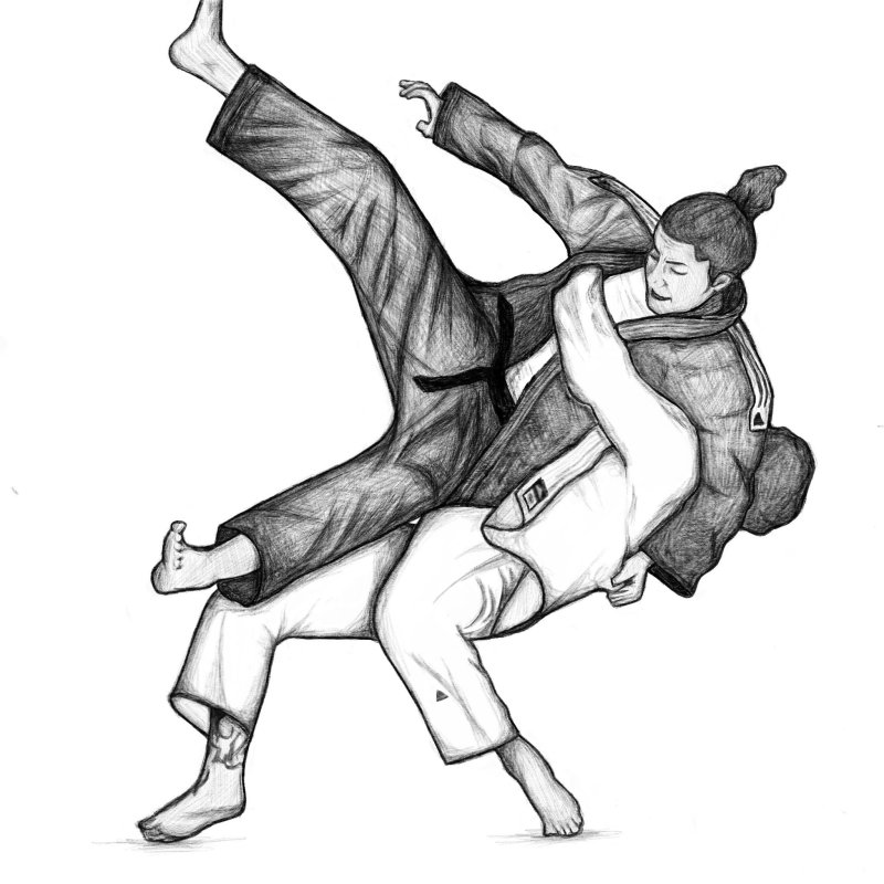 Дзюдо рисунок карандашом