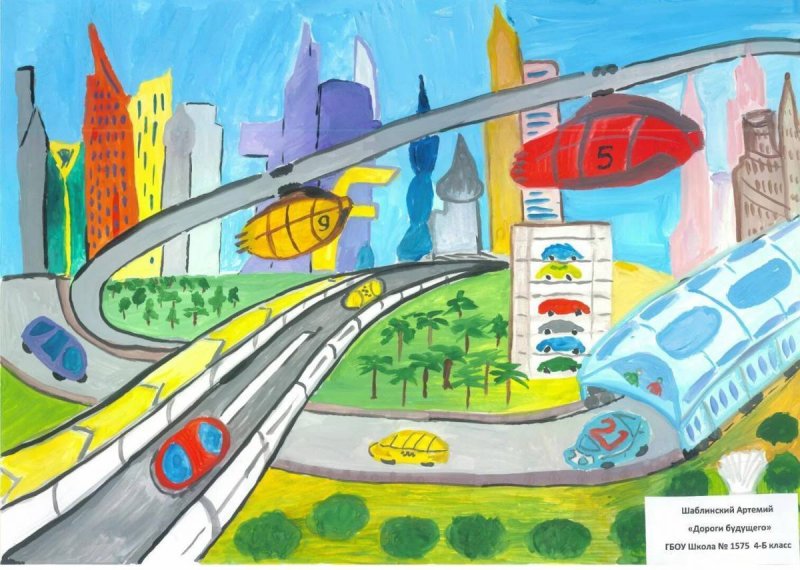 Город в будущем рисунок