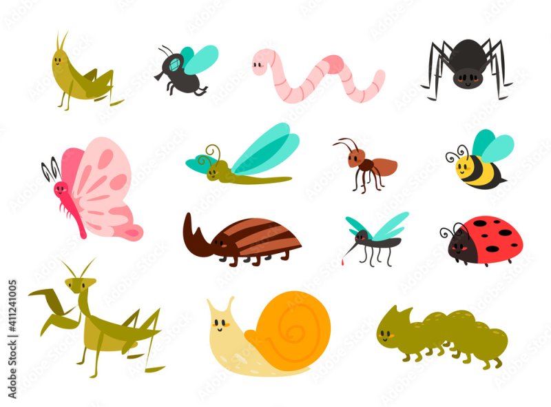 Pic with Bugs for childrens без фона