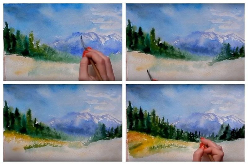 Этапы рисования пейзажа для детей