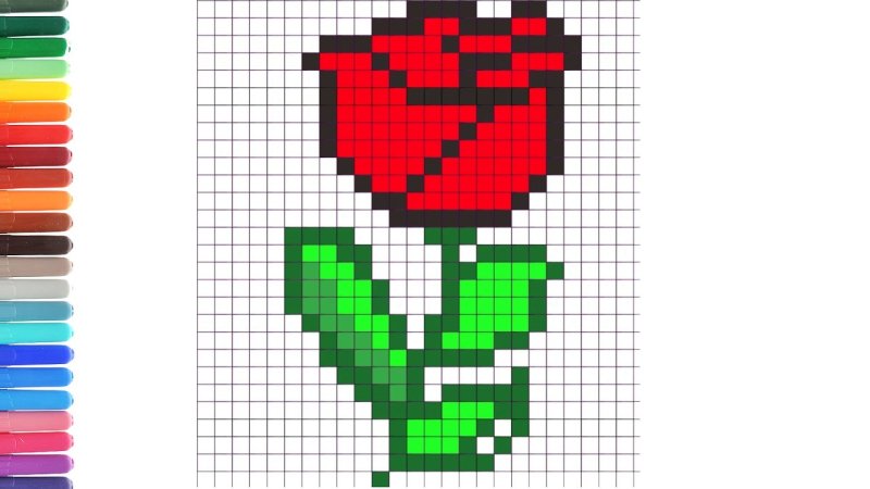 Рисование по клеточкам роза
