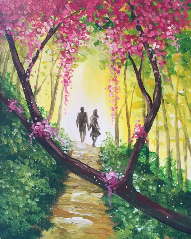 Рисунки красками природа