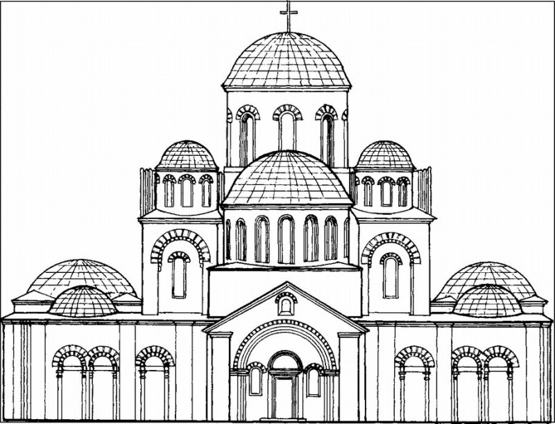 Десятинная Церковь древней Руси раскраска