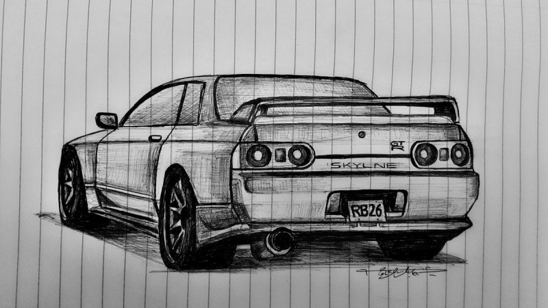 Nissan Skyline r32 карандашом