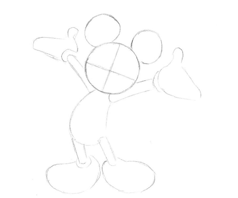 Рисунок Микки Мауса поэтапно