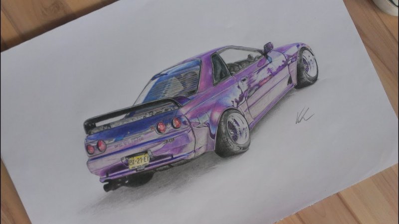 Nissan Skyline GTR r32 дрифт нарисовать
