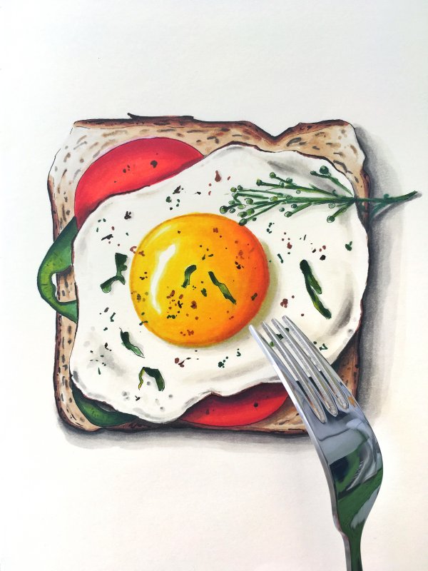 скетчинг завтрак яичница