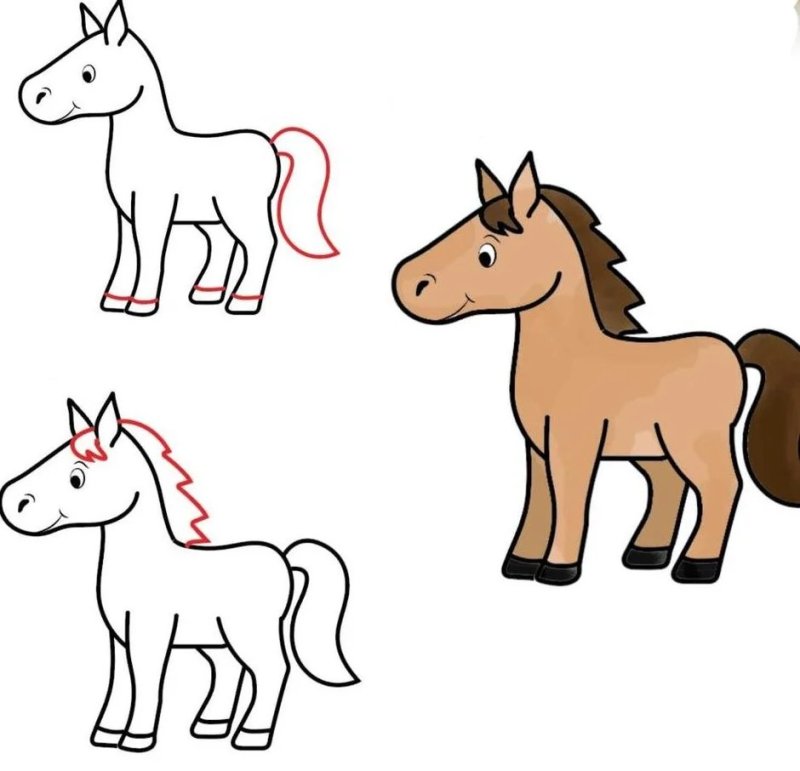 Рисование лошадей для детей