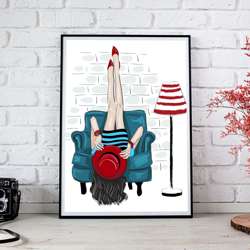 Постер девочка на стуле