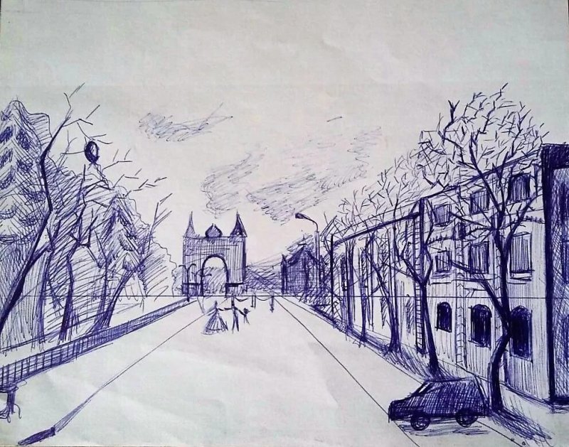 Городской пейзаж рисунок
