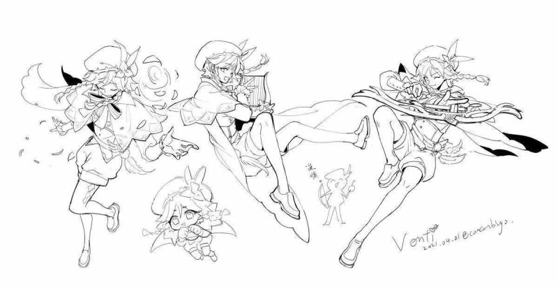 раскраска геншин импакт венти