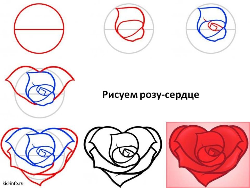 Роза рисунок карандашом поэтапно