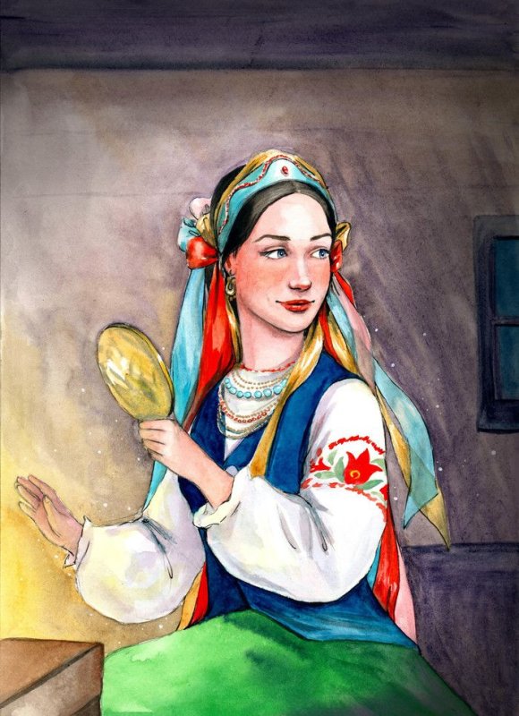 Оксана вечера на хуторе близ Диканьки рисунок