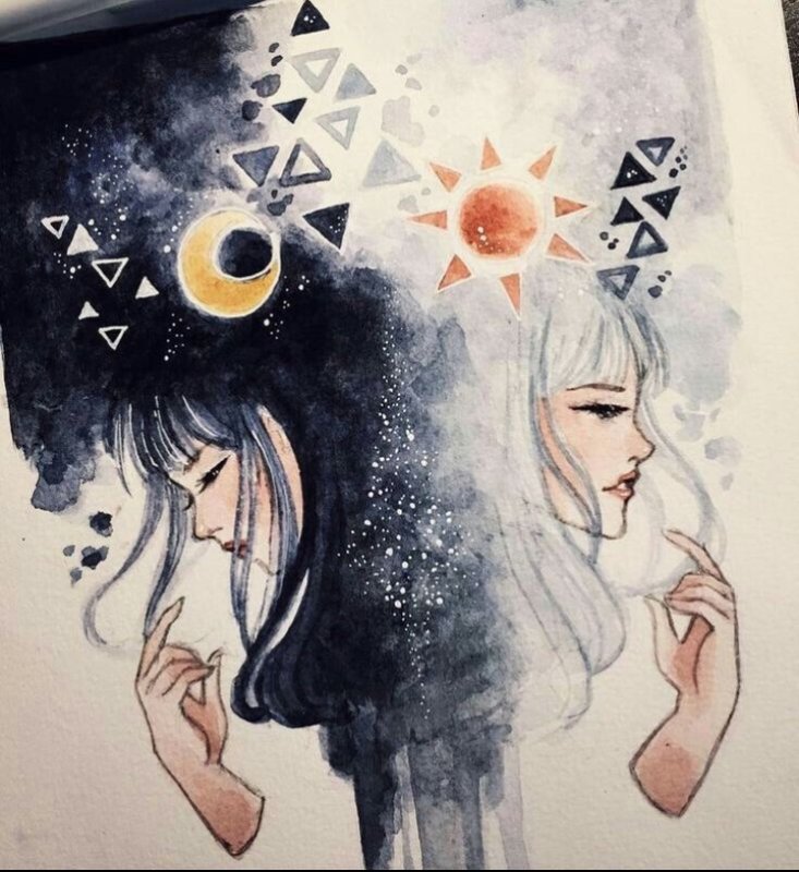 Рисунки акварелью аниме